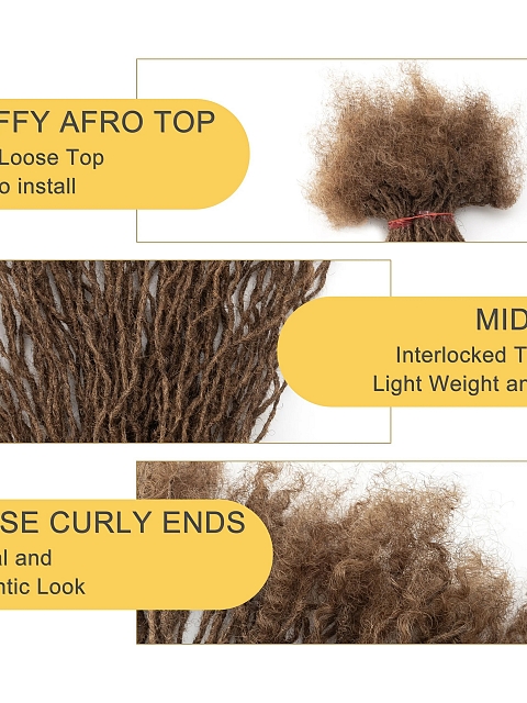 100% Real Human Hair Curly Tips Interlocked Sisters Locs Micro Dreadlock Extensions Permanent Natural Looking