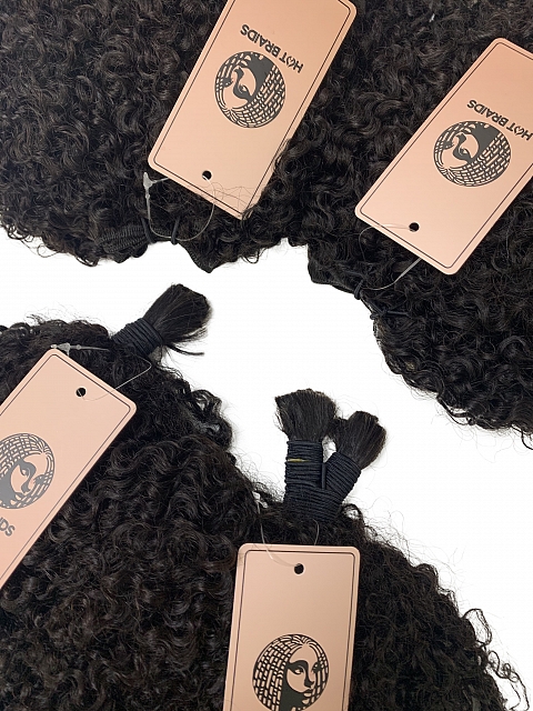 3c4a Exotic Kinky Coily -Reusable The Hybrid Glam Kit-Braiding w/ Weft Hair Combo