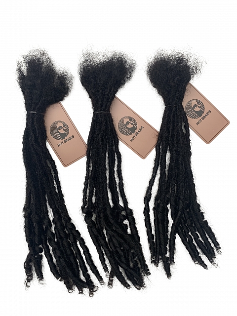 Textured Interlocked Human Hair Loc Extensions with Kinky Curly Curls
