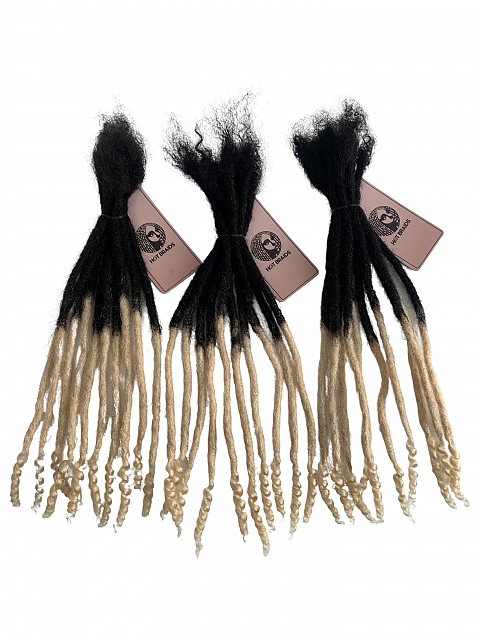 Ombre T1B/27 Standard Human Hair Loc Extensions With Curly Ends