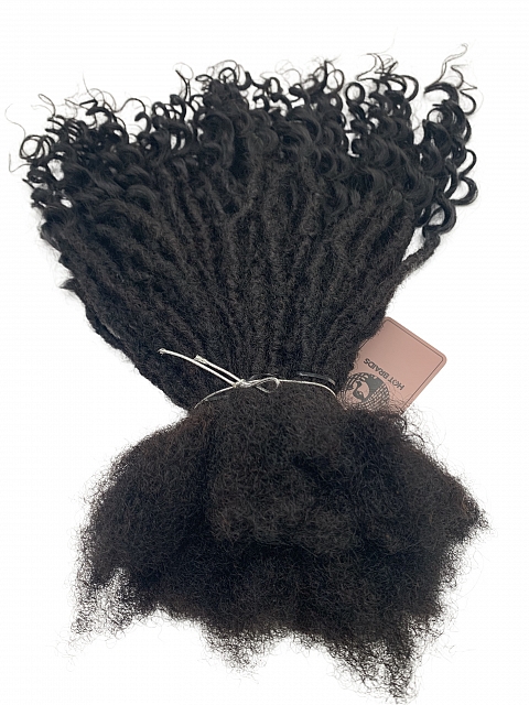 Textured Interlocked Human Hair Loc Extensions with Loose Curly Curls