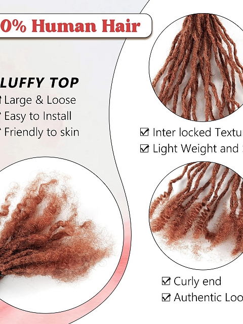 100% Human Hair 350&30# Sister Locks Extensions With s Soft Interlocs for Crochet