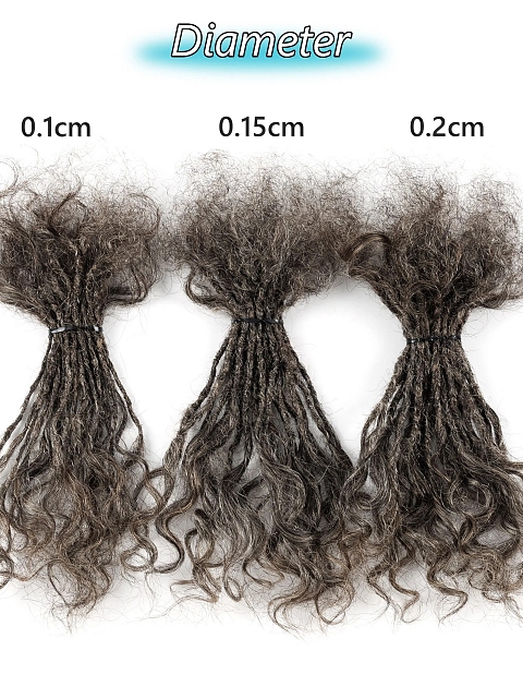 #Salt&pepper Color Wholesale Real Human Hair Inter Curly Locs Real Human Hair Micro Dreadlocks