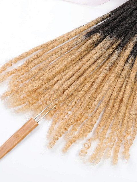 Ombre T1B/27 Standard Human Hair Loc Extensions With Curly Ends