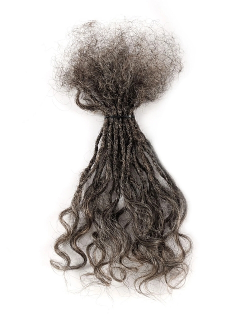 #Salt&pepper Color Wholesale Real Human Hair Inter Curly Locs Real Human Hair Micro Dreadlocks