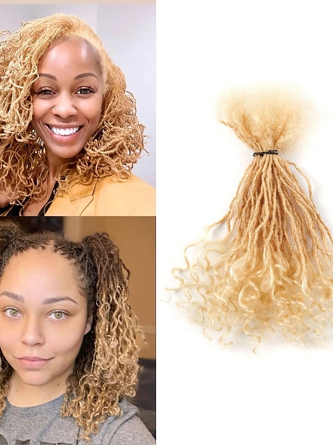 100% Full Handmade 613 Blonde Sister Locs Extensions Human Hair Dreadlock Extensions with Curly Ends