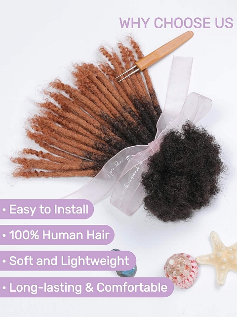 Interlock Extension Human Hair Brazilian Remy Human Hair Dreadlock Extensions Microlocs with Curly Ends