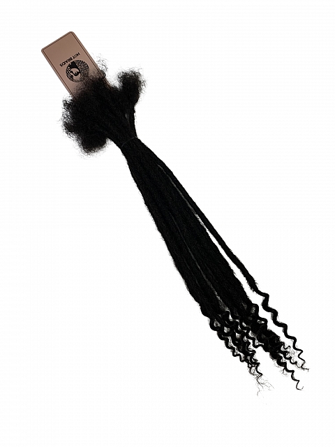 Standard Human Hair Loc Extensions With Curly Ends Natural Black