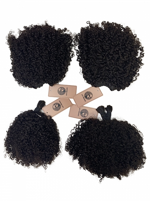 3c4a Exotic Kinky Coily -Reusable The Hybrid Glam Kit-Braiding w/ Weft Hair Combo