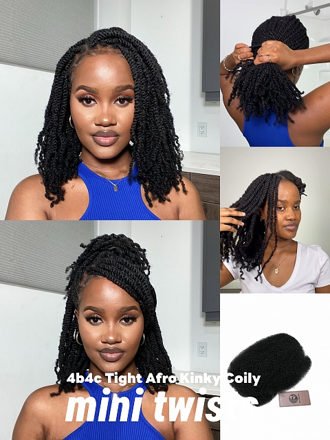 4b4c Texture-Tight Afro Kinky Coily - Bulk Human Hair - Dreadlocs/Twists