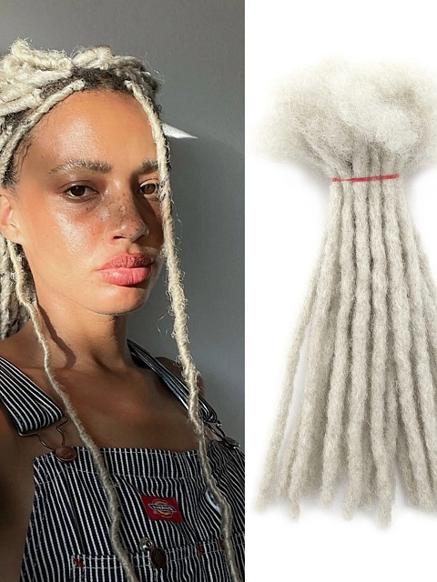 Light Grey Whosale Human Hair Locs Extensions Dreadlocks Extensions Full Handmade Human Hair Extensions