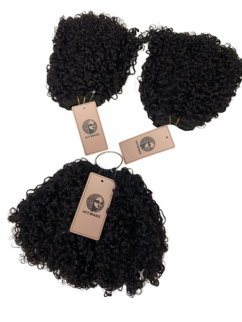 3b3c Exotic Natural Curly -Reusable The Hybrid Glam Kit-Crochet w/ Weft Hair Combo