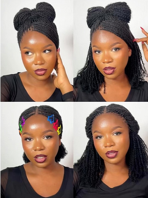 Color #1-Jet Black-Tight Afro Kinky - Bulk Human Hair - Dreadlocs/Twists