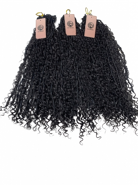 Pre-looped Crochet Boho Locs with Human Hair Curls