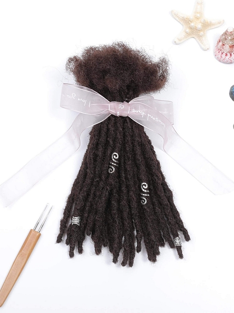 #2 Dark Brown Color Textured Human Hair Loc Extensions
