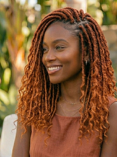Pre-Looped Human Hair Loc Extensions With Curly Ends