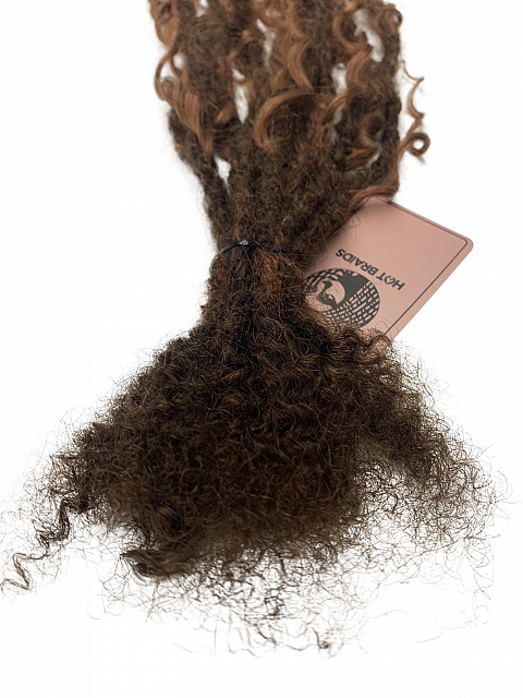 Goddess Human Hair Loc Extensions Color #4 w/ #30 Highlights