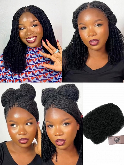 Color #1-Jet Black-Tight Afro Kinky - Bulk Human Hair - Dreadlocs/Twists