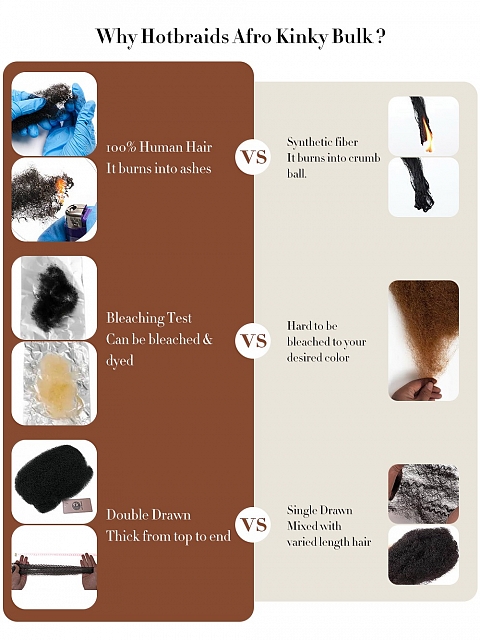 Colors-Tight Afro Kinky - Bulk Human Hair - Dreadlocs/Twists