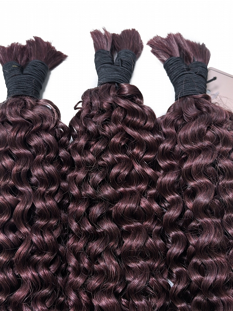 Dark Burgundy Semi Curly - Bulk Human Hair - Loose/Braids