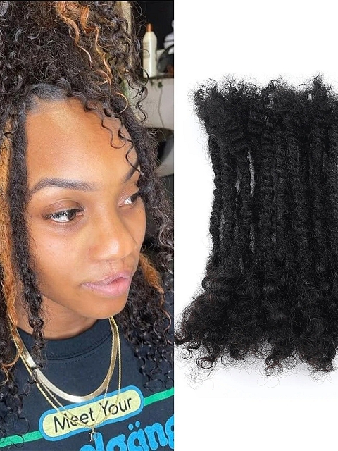 Best Seller 100%  Human Hair Curly Loc Extensions Natural Look Hairstyles Lisa Locs Extensions for Black Women