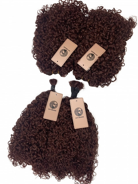 Burgundy-3a3b Exotic Natural Curly -Reusable The Hybrid Glam Kit-Braiding w/ Weft Hair Combo