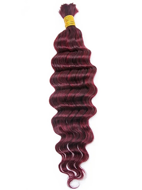 99J and Burgundy Mix Deep Wave - Bulk Human Hair - Loose/Braids