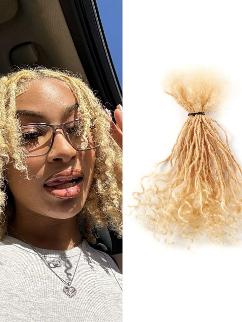 100% Full Handmade 613 Blonde Sister Locs Extensions Human Hair Dreadlock Extensions with Curly Ends