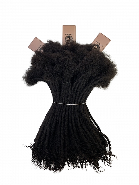 Standard Human Hair Loc Extensions With Curly Ends Natural Black