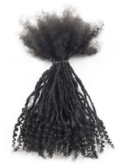 Handmade 100% Human Hair Micro Dreadlocs Inter Loc Style with Curly Ends Hair Extension