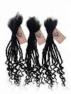 Textured Interlocked Human Hair Loc Extensions with Loose Curly Curls