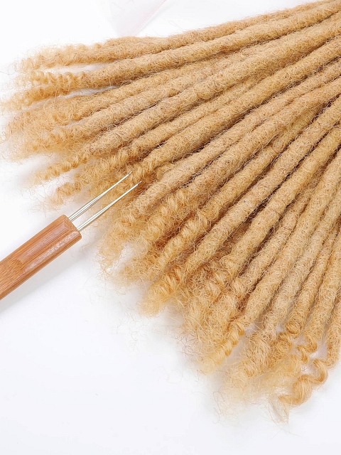 #27 Honey Blonde Standard Human Hair Loc Extensions Curly Tips