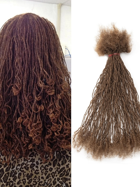 100% Real Human Hair Curly Tips Interlocked Sisters Locs Micro Dreadlock Extensions Permanent Natural Looking