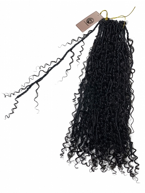 Pre-looped Crochet Boho Locs with Human Hair Curls
