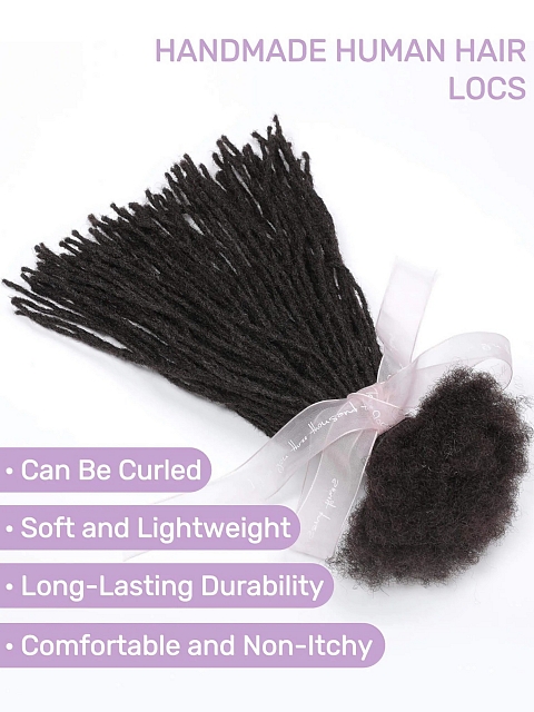 Handmade Micro Locs Extensions Human Hair 0.2cm Thickness Sister Locs