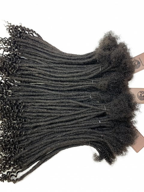 Standard Human Hair Loc Extensions With Curly Ends Natural Black