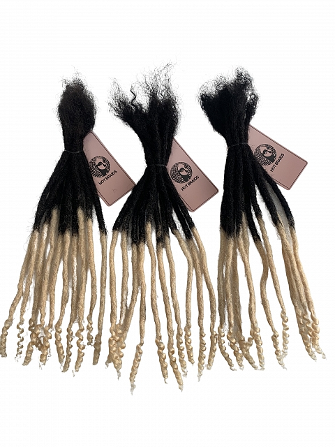 Ombre T1B/27 Standard Human Hair Loc Extensions With Curly Ends