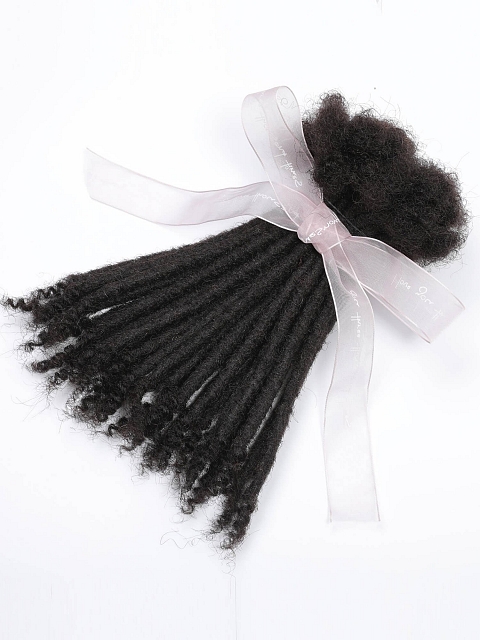 Human Hair Loc Extensions With Curly Ends - Nautral Black Color