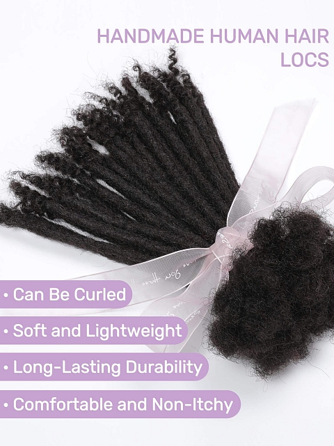 Human Hair Loc Extensions With Curly Ends - Nautral Black Color