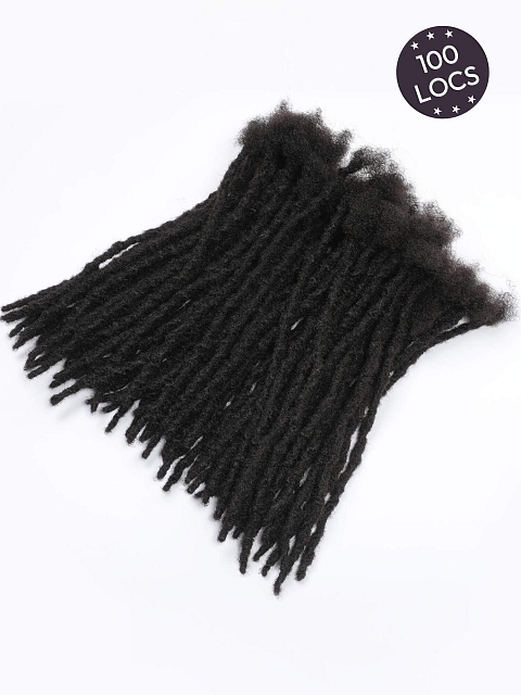 Textured Human Hair Loc Extensions, Natural Black