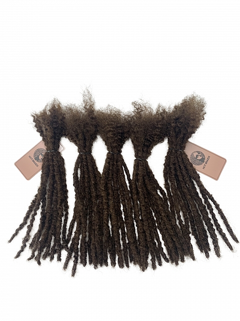 Textured Interlocked Human Hair Loc Extensions Color #4 Light Brown