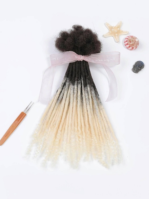 Ombre T1b_613 Handmade 100% Human Hair Loc Extensions with Curly Ends