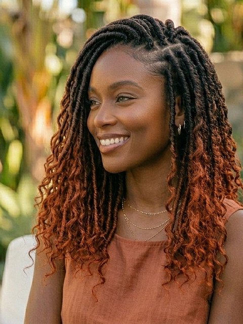 Pre-Looped Human Hair Loc Extensions With Curly Ends