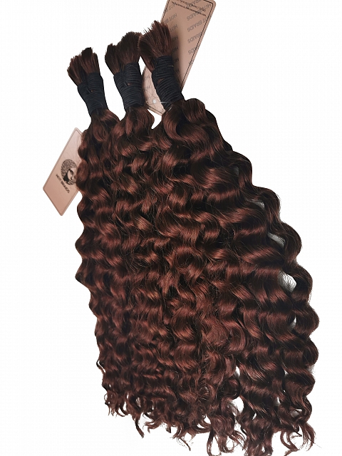 Dark Auburn Soft Wavy - Bulk Human Hair - Loose/Braids