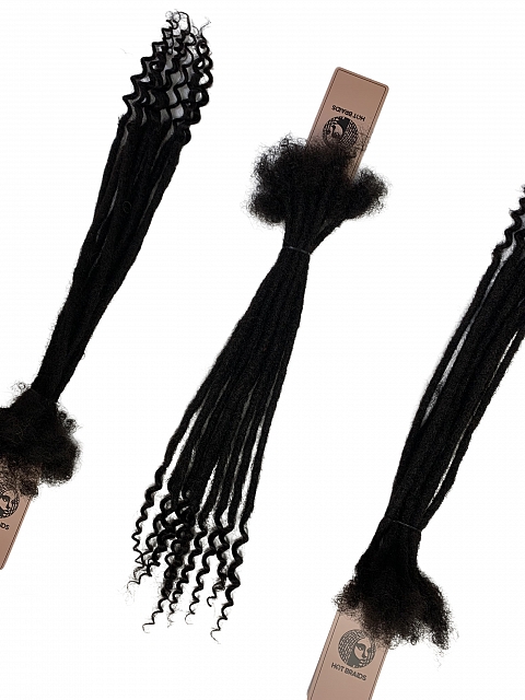 Standard Human Hair Loc Extensions With Curly Ends Natural Black