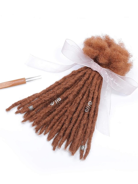 Textured Caramel Brown Human Hair Loc Extensions