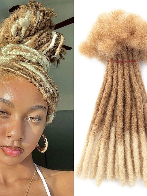 20strands/pack 0.6cm Thickness Tip Blonde 100% Real Human Hair Dread Lock Extensions Full Handmade Permanent Extension Bundles