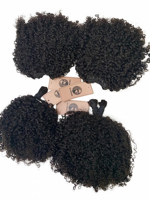 3c4a Exotic Kinky Coily -Reusable The Hybrid Glam Kit-Braiding w/ Weft Hair Combo