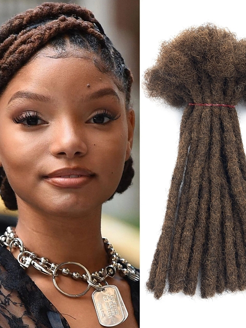 HOT Selling #8 Brown Color Human Hair Dreadlock Extension Bleached Tip Handmade Permanent Locs Hair Extensions