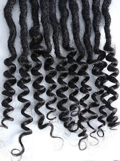 Pre-Looped Human Hair Loc Extensions With Curly Ends